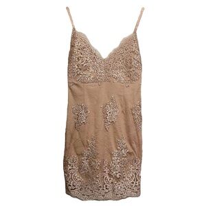 Forever 21 Nude Lace Mesh Mini Dress Small NWT